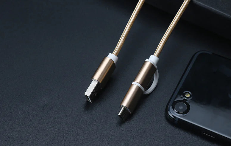 2-in-1 Data Cable, Android to iPhone Fast Charger