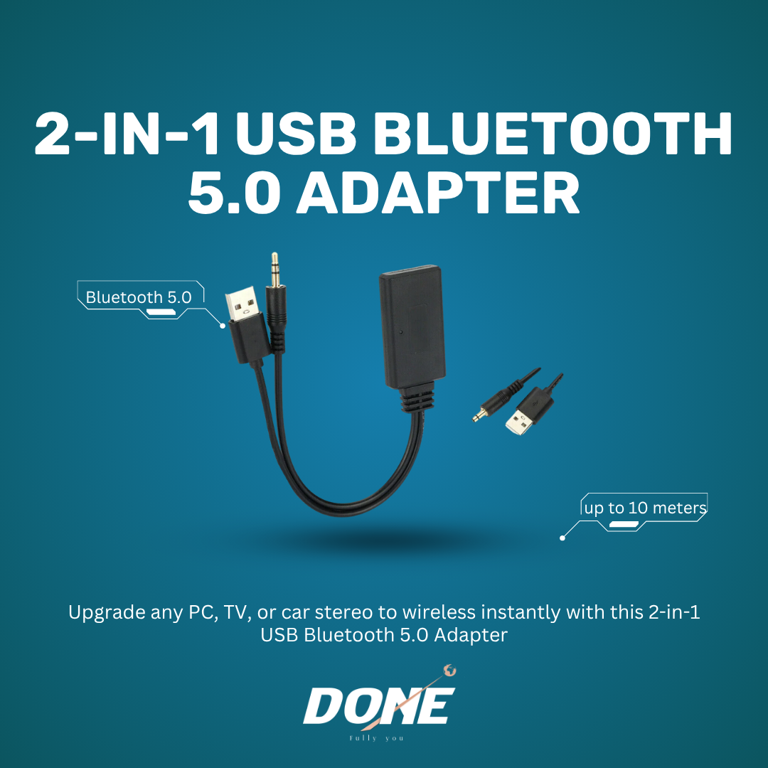 2-in-1 USB Bluetooth 5.0 Adapter