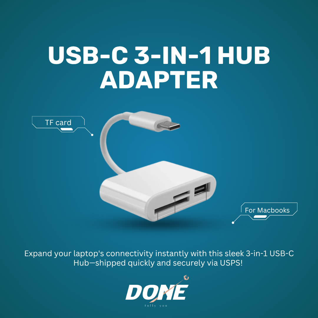 USB-C 3-in-1 Hub Adapter with SD Card Reader