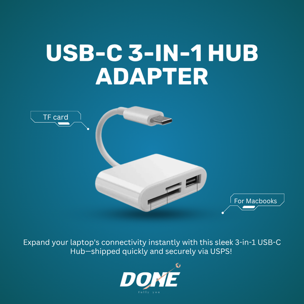 USB-C 3-in-1 Hub Adapter with SD Card Reader