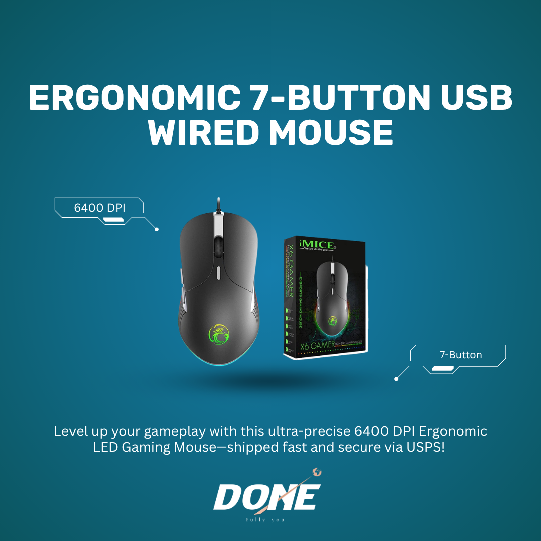 Ergonomic 7-Button USB Wired Mouse