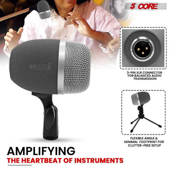 5 Core Premium 2-Piece Dynamic Tabla Microphone Set