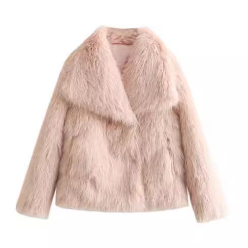 Winter Plush Coat Fashion Warm Thicken Fluffy Lapel Jacket