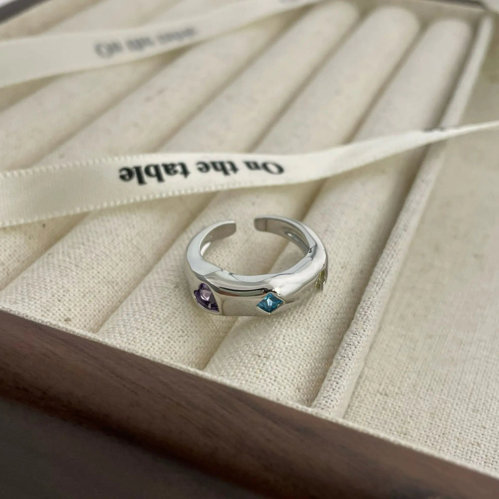 Small Colored Love Zircon Ring