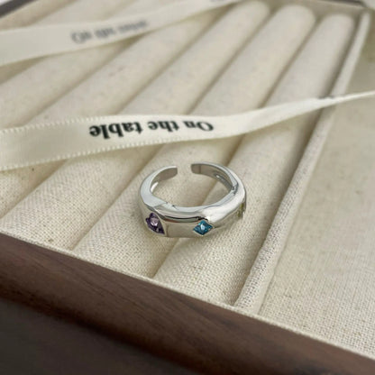Small Colored Love Zircon Ring