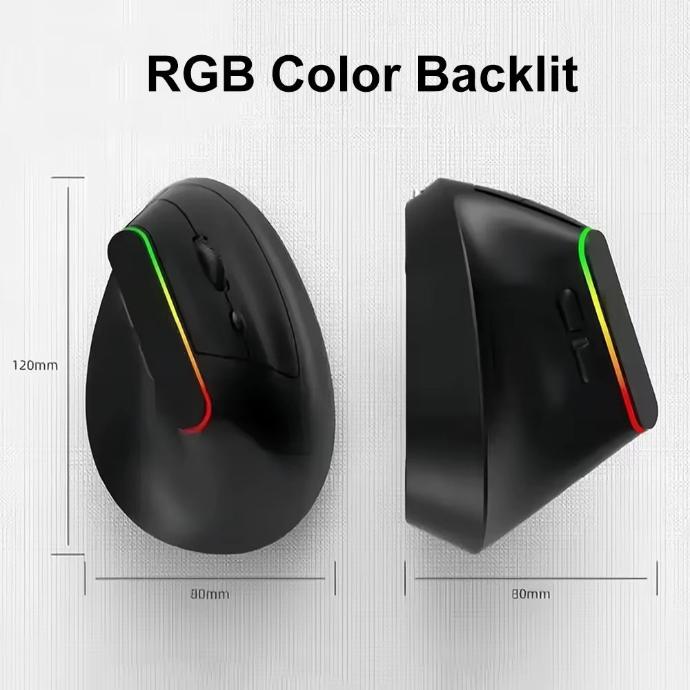 RGB Vertical Mouse 2.4G Wireless Mouse Dual Mode Bluetooth Mouse Ergonomic Mouse Rechargeable Mice Silent Mouse for PC Laptop