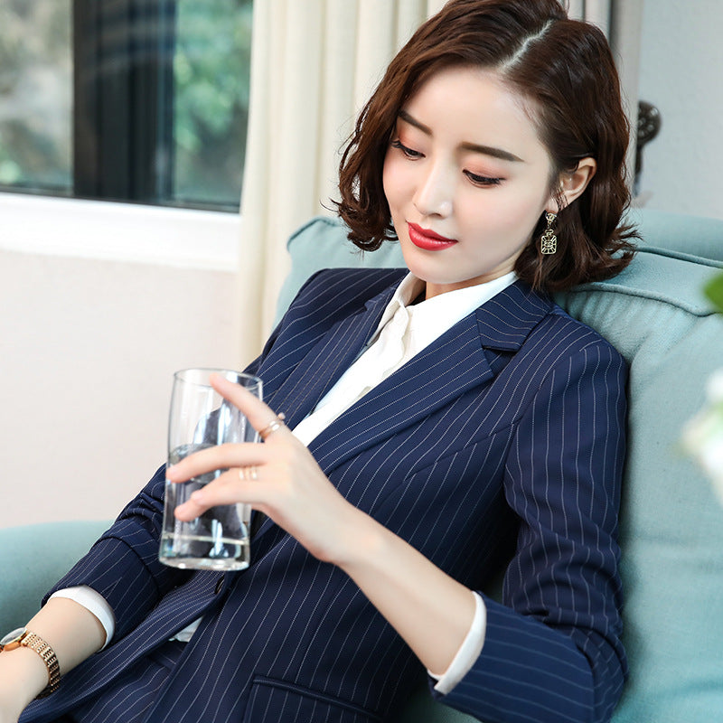 Cross-border Business Wear Women's suit Women's Early Spring New Striped OL Suit Elegant Work Clothes Business Dress Suit