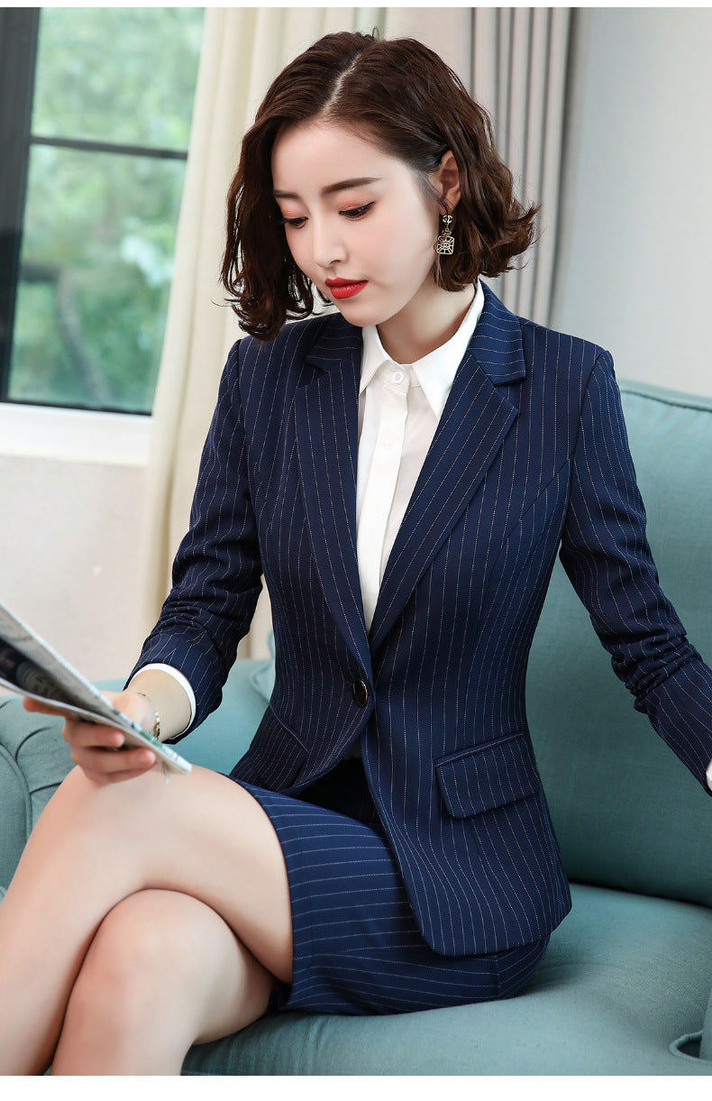 Cross-border Business Wear Women's suit Women's Early Spring New Striped OL Suit Elegant Work Clothes Business Dress Suit