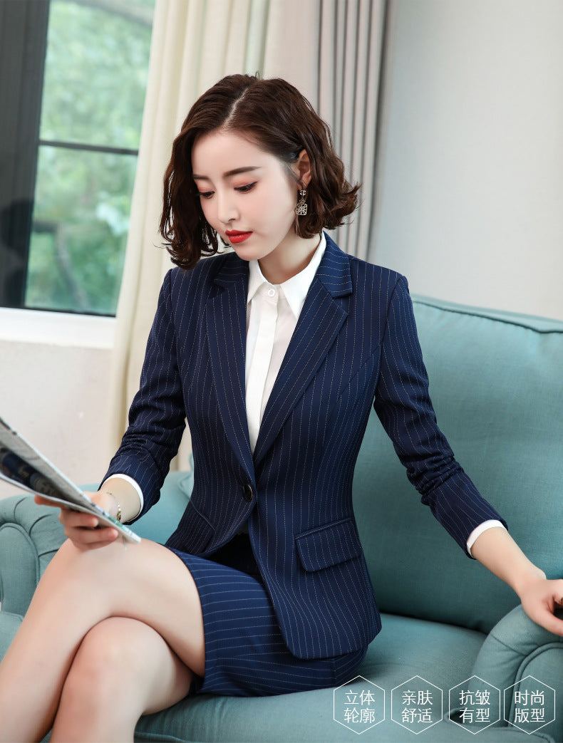 Cross-border Business Wear Women's suit Women's Early Spring New Striped OL Suit Elegant Work Clothes Business Dress Suit