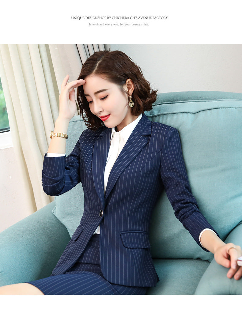 Cross-border Business Wear Women's suit Women's Early Spring New Striped OL Suit Elegant Work Clothes Business Dress Suit
