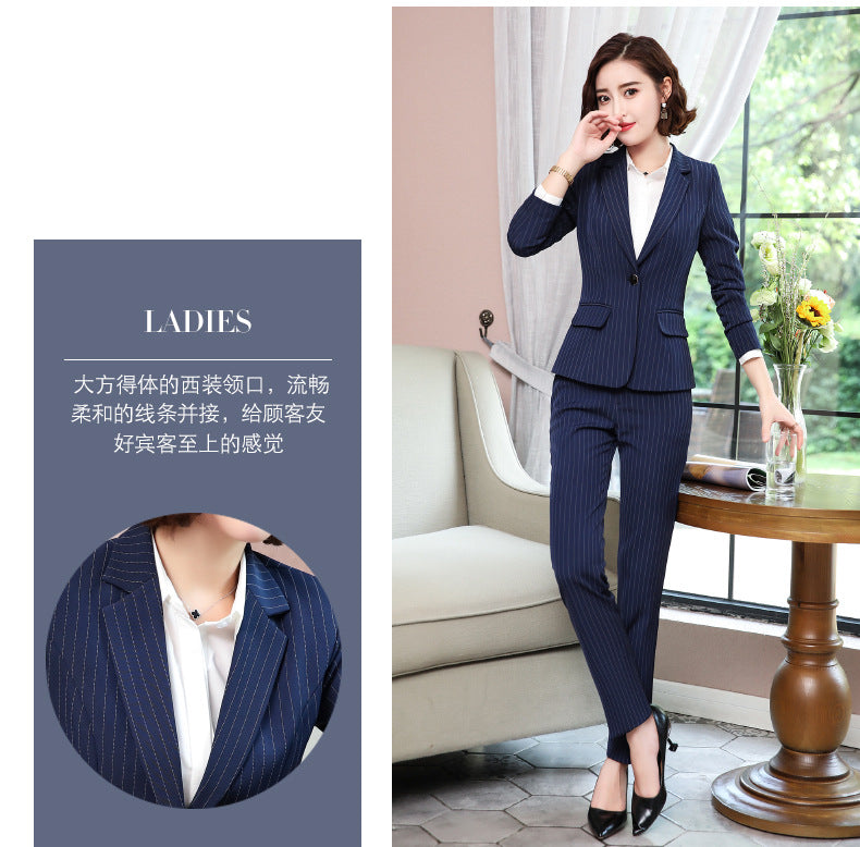 Cross-border Business Wear Women's suit Women's Early Spring New Striped OL Suit Elegant Work Clothes Business Dress Suit