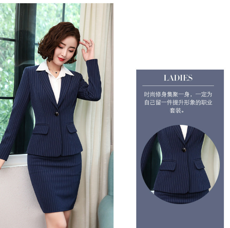 Cross-border Business Wear Women's suit Women's Early Spring New Striped OL Suit Elegant Work Clothes Business Dress Suit