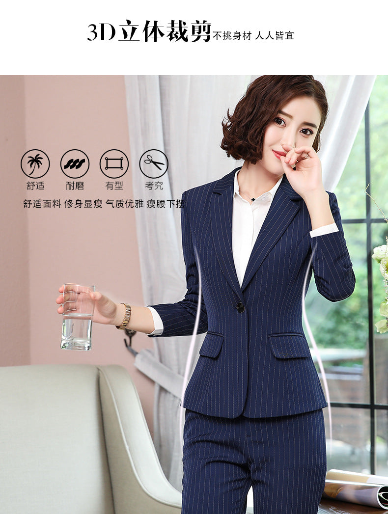 Cross-border Business Wear Women's suit Women's Early Spring New Striped OL Suit Elegant Work Clothes Business Dress Suit