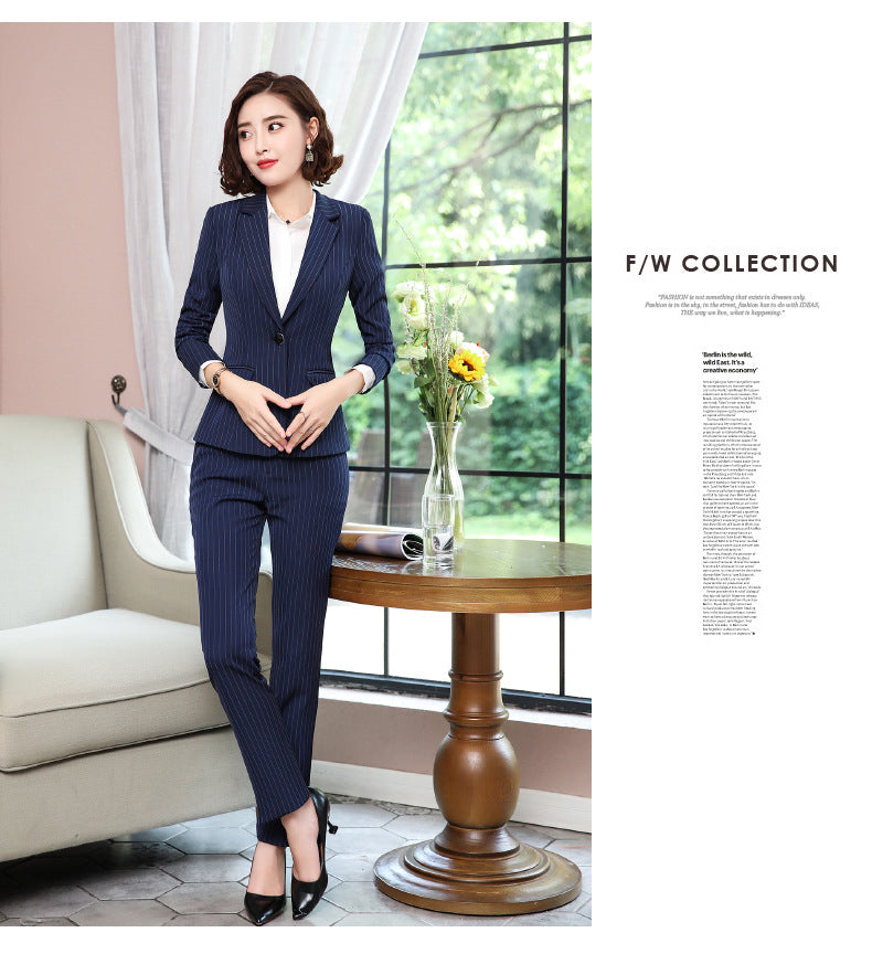 Cross-border Business Wear Women's suit Women's Early Spring New Striped OL Suit Elegant Work Clothes Business Dress Suit
