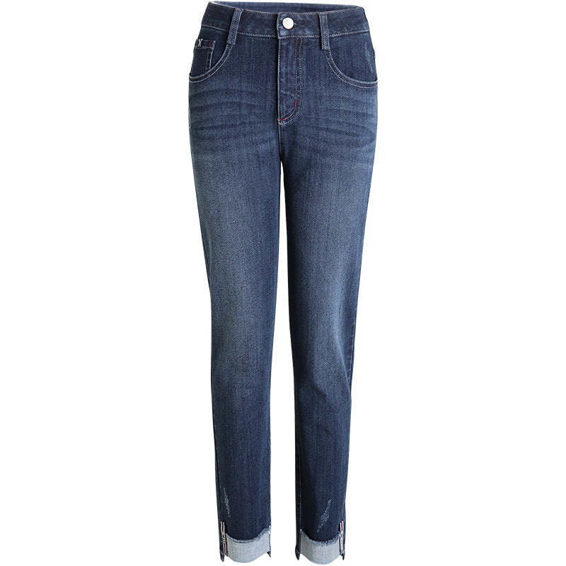 Women's Pants Autumn Loose Jeans Women's Cropped High Waist Elastic Harlan Carrot Pants 0037
