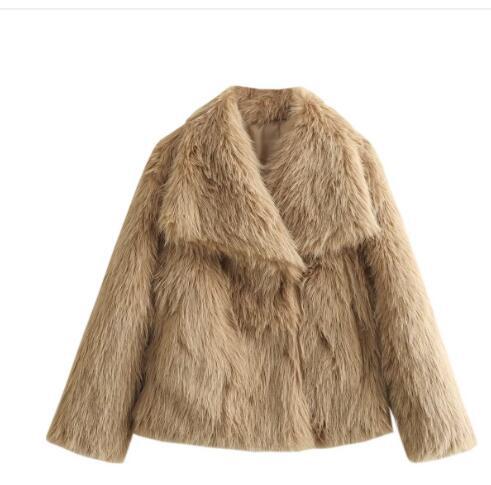 Winter Plush Coat Fashion Warm Thicken Fluffy Lapel Jacket