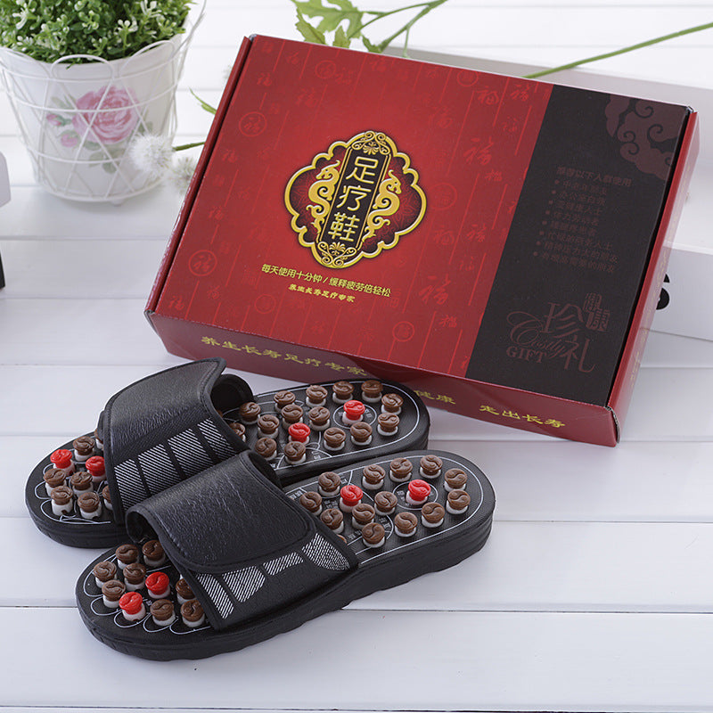 Cross-Border Slippers for Men and Women Rotating Tai Chi Massage Indoor Non-Slip Massage Slippers Foot Acupoint Spiked Foot Massage Shoes for Men