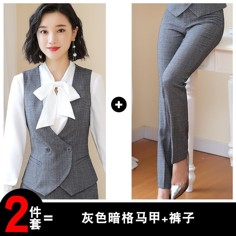 Business Fortress Women's Suit suit Work Clothes Fashion Chanel Elegant Grey Business Suit Vest Work Wear