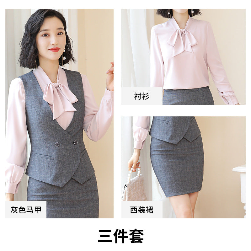 Business Fortress Women's Suit suit Work Clothes Fashion Chanel Elegant Grey Business Suit Vest Work Wear