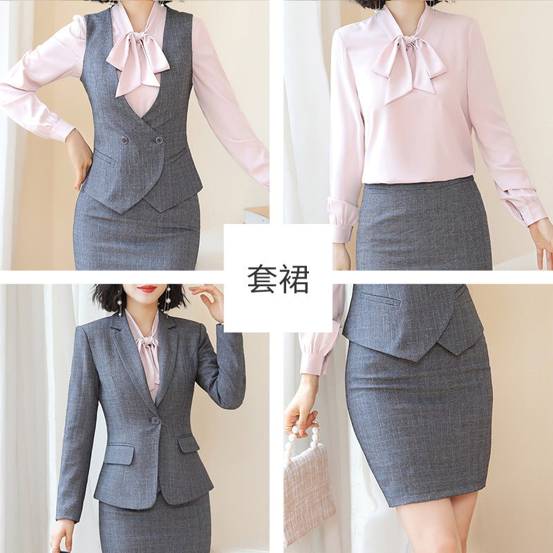 Business Fortress Women's Suit suit Work Clothes Fashion Chanel Elegant Grey Business Suit Vest Work Wear