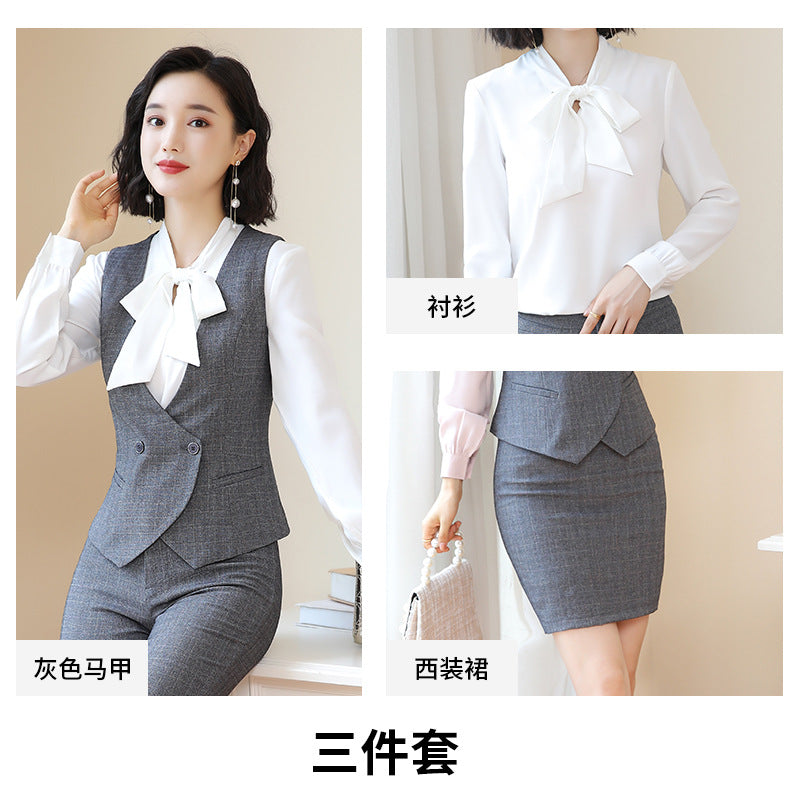 Business Fortress Women's Suit suit Work Clothes Fashion Chanel Elegant Grey Business Suit Vest Work Wear