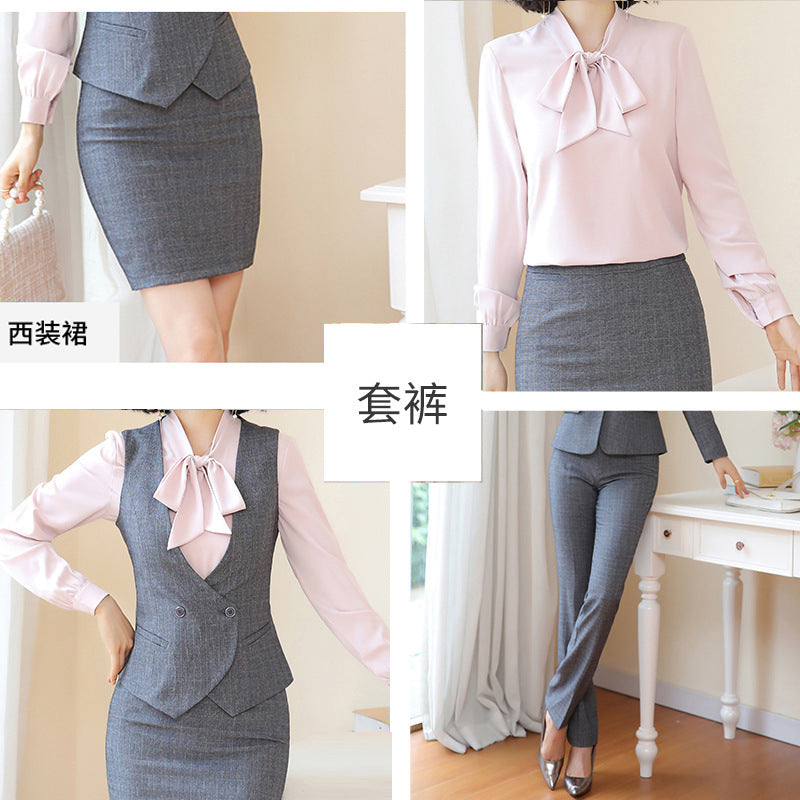 Business Fortress Women's Suit suit Work Clothes Fashion Chanel Elegant Grey Business Suit Vest Work Wear