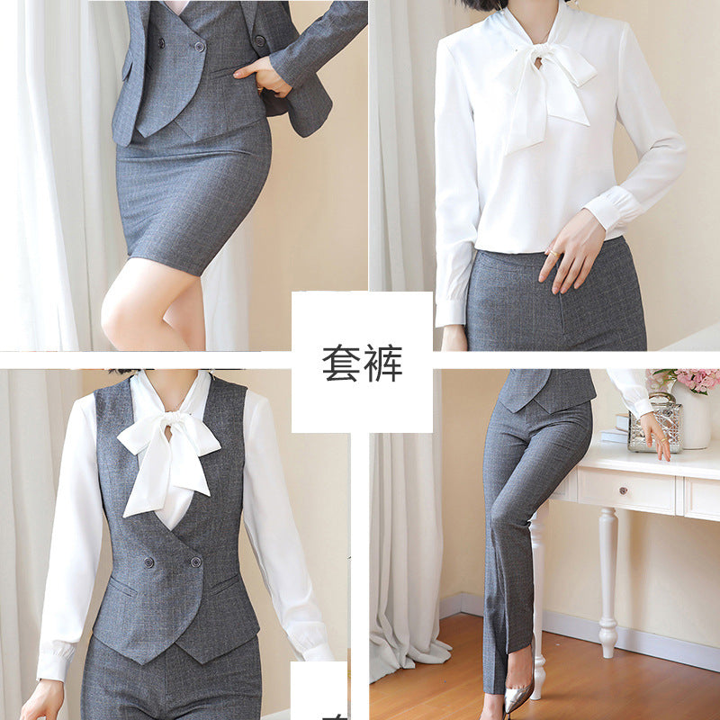 Business Fortress Women's Suit suit Work Clothes Fashion Chanel Elegant Grey Business Suit Vest Work Wear