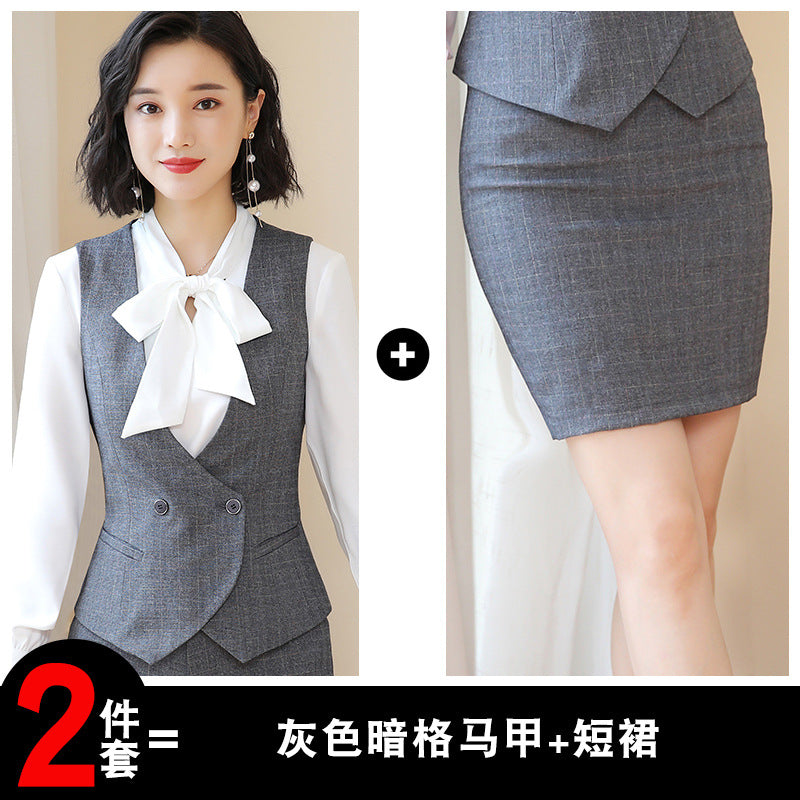 Business Fortress Women's Suit suit Work Clothes Fashion Chanel Elegant Grey Business Suit Vest Work Wear