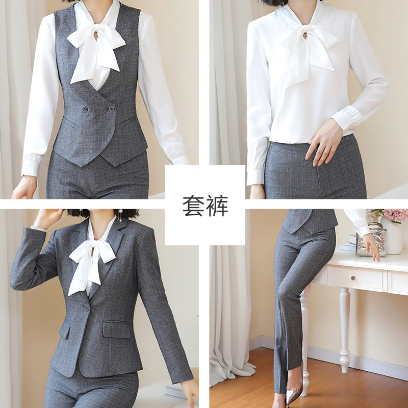 Business Fortress Women's Suit suit Work Clothes Fashion Chanel Elegant Grey Business Suit Vest Work Wear