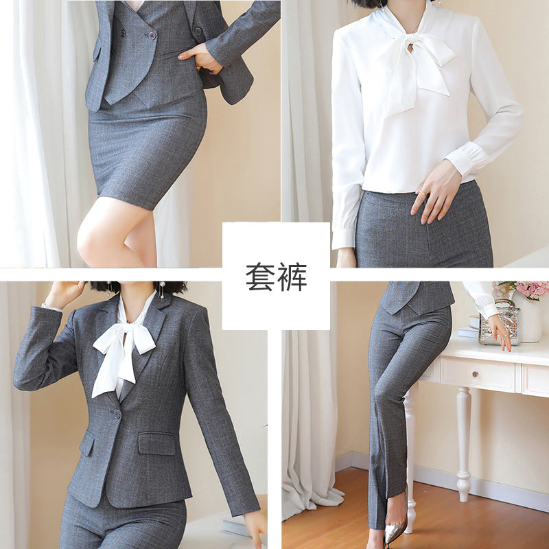Business Fortress Women's Suit suit Work Clothes Fashion Chanel Elegant Grey Business Suit Vest Work Wear