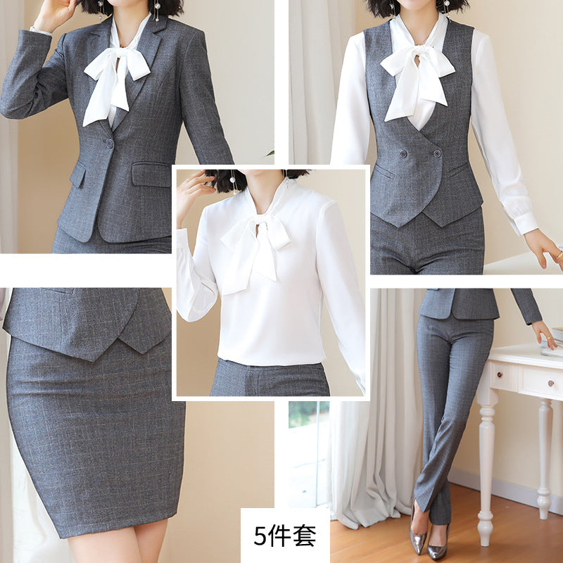 Business Fortress Women's Suit suit Work Clothes Fashion Chanel Elegant Grey Business Suit Vest Work Wear