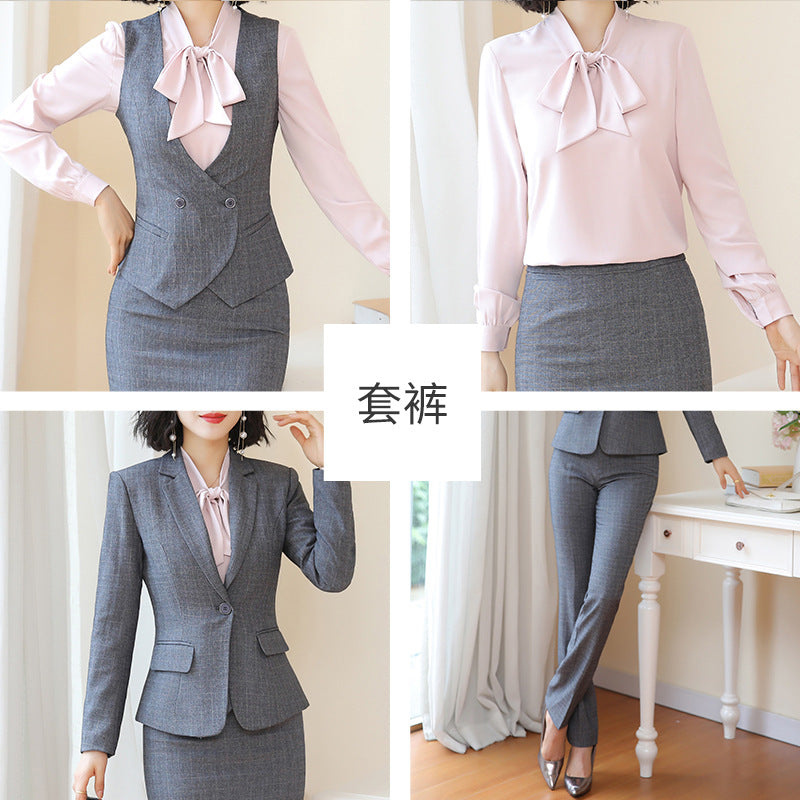Business Fortress Women's Suit suit Work Clothes Fashion Chanel Elegant Grey Business Suit Vest Work Wear