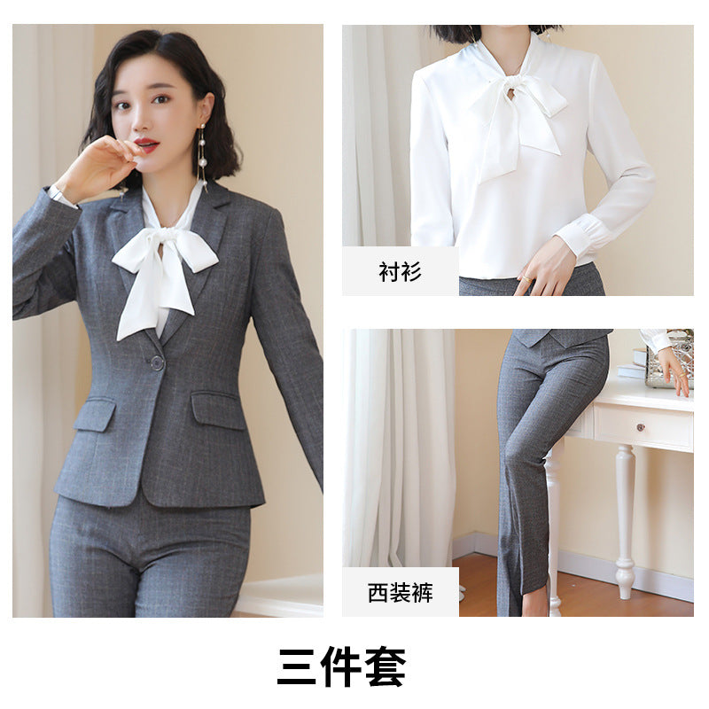 Business Fortress Women's Suit suit Work Clothes Fashion Chanel Elegant Grey Business Suit Vest Work Wear