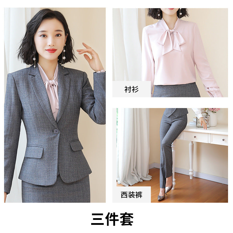Business Fortress Women's Suit suit Work Clothes Fashion Chanel Elegant Grey Business Suit Vest Work Wear