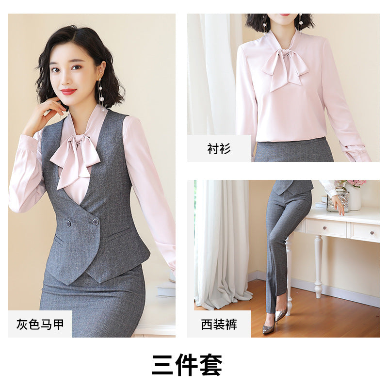 Business Fortress Women's Suit suit Work Clothes Fashion Chanel Elegant Grey Business Suit Vest Work Wear