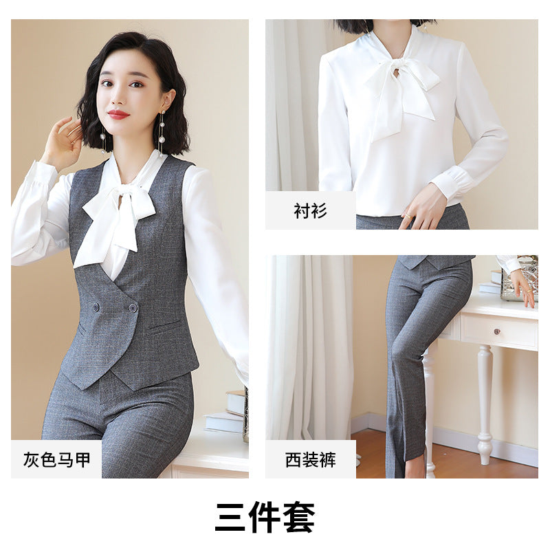 Business Fortress Women's Suit suit Work Clothes Fashion Chanel Elegant Grey Business Suit Vest Work Wear