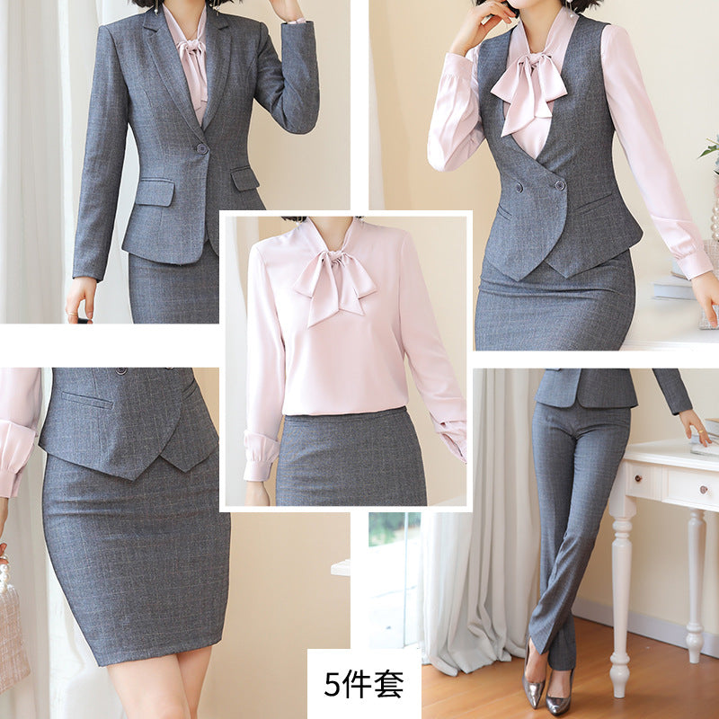 Business Fortress Women's Suit suit Work Clothes Fashion Chanel Elegant Grey Business Suit Vest Work Wear