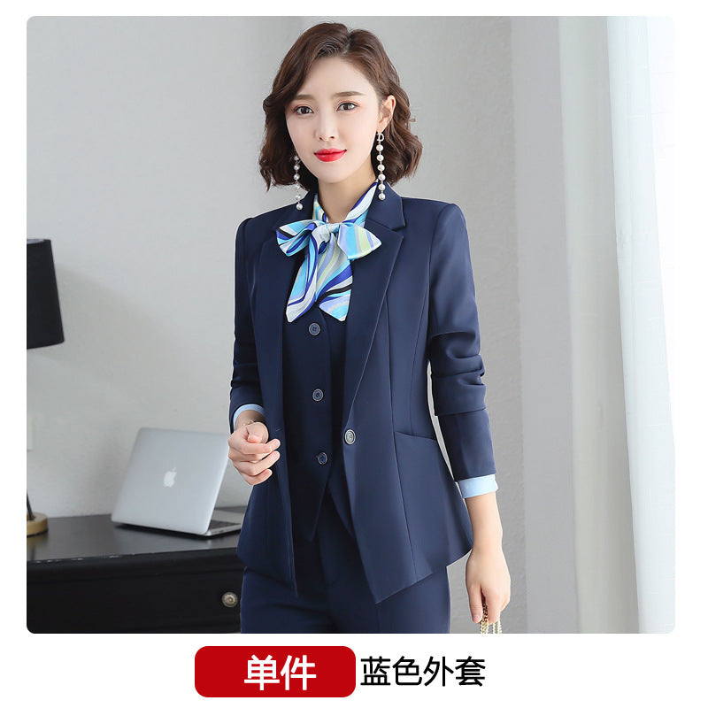Three-piece suit overalls manager interview formal attire front desk beauty salon business attire bank mobile vest uniform