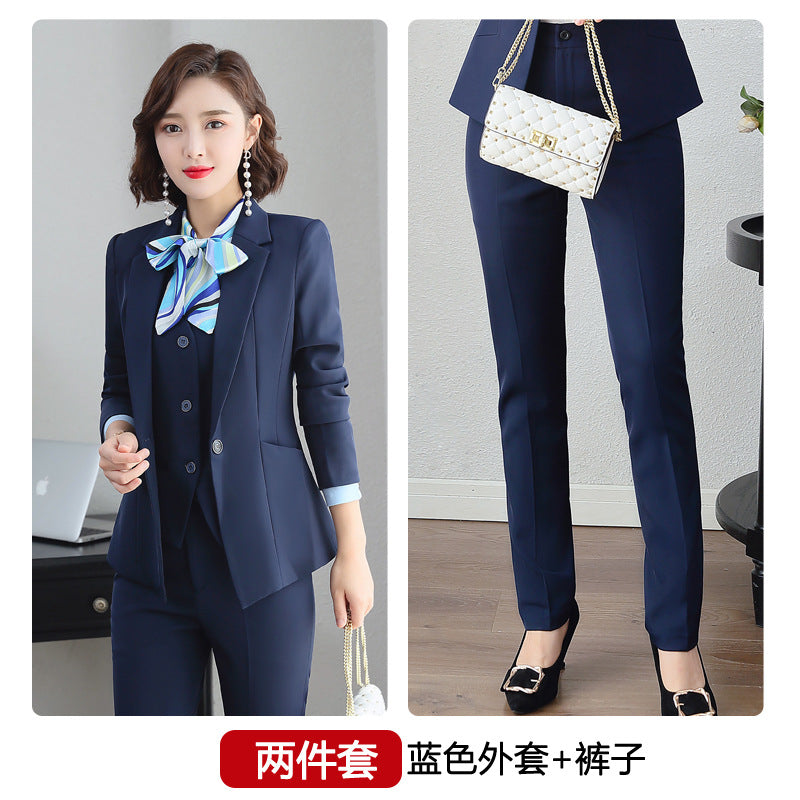 Three-piece suit overalls manager interview formal attire front desk beauty salon business attire bank mobile vest uniform