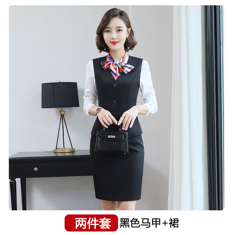 Three-piece suit overalls manager interview formal attire front desk beauty salon business attire bank mobile vest uniform