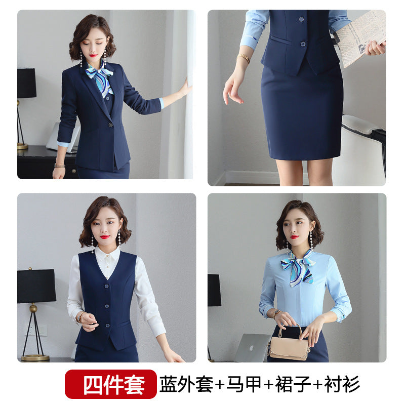 Three-piece suit overalls manager interview formal attire front desk beauty salon business attire bank mobile vest uniform