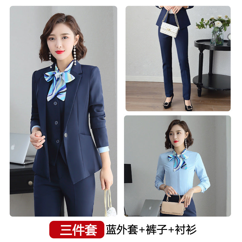 Three-piece suit overalls manager interview formal attire front desk beauty salon business attire bank mobile vest uniform