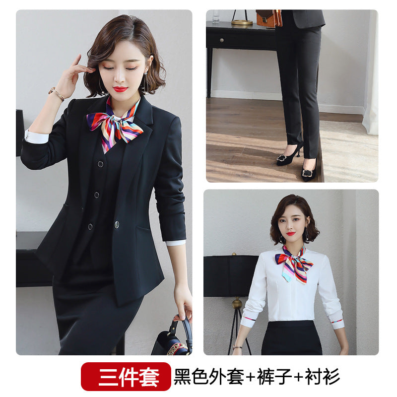 Three-piece suit overalls manager interview formal attire front desk beauty salon business attire bank mobile vest uniform