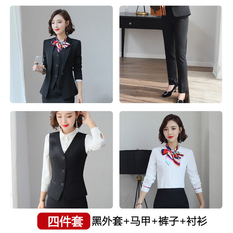 Three-piece suit overalls manager interview formal attire front desk beauty salon business attire bank mobile vest uniform