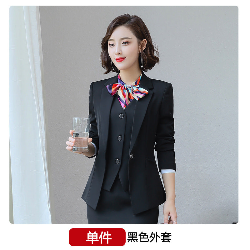 Three-piece suit overalls manager interview formal attire front desk beauty salon business attire bank mobile vest uniform