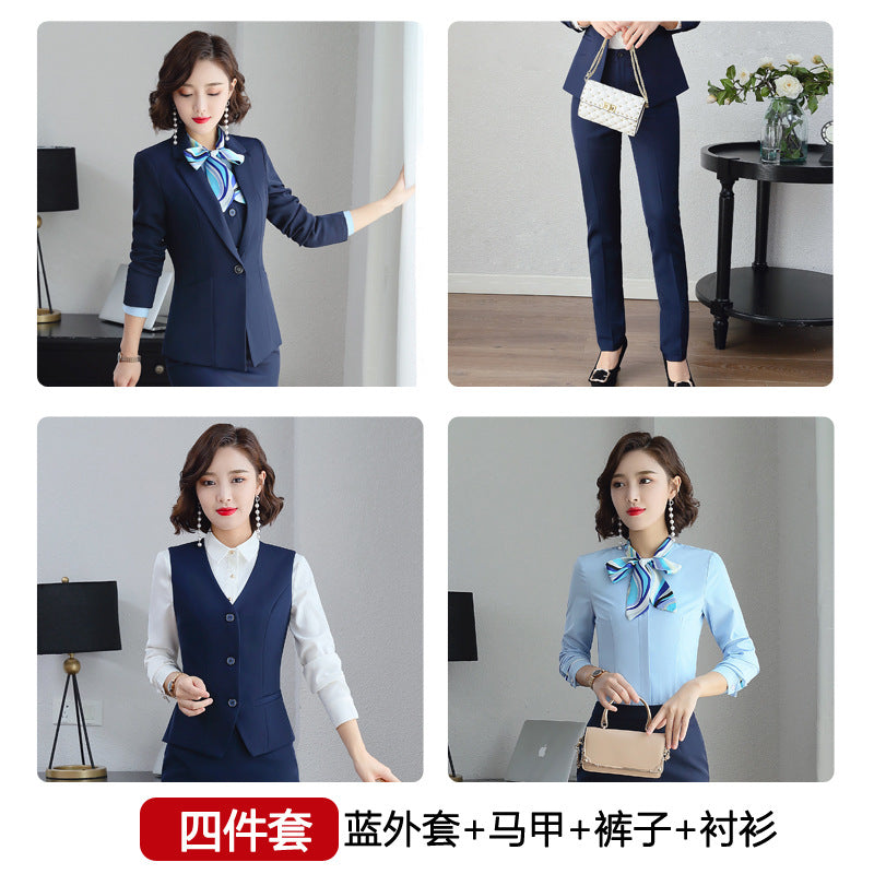 Three-piece suit overalls manager interview formal attire front desk beauty salon business attire bank mobile vest uniform