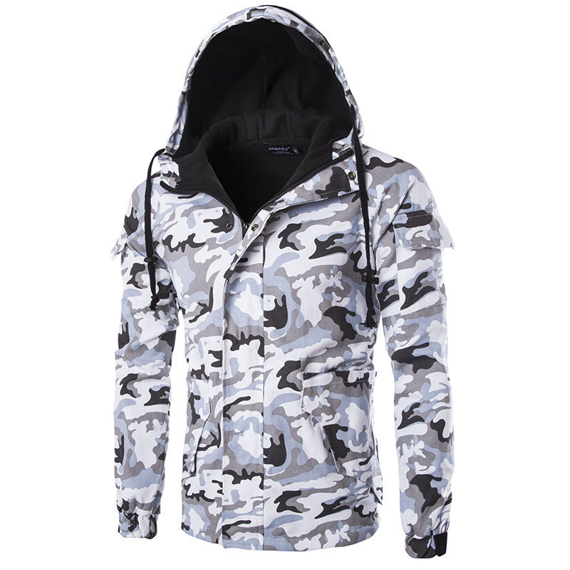 Foreign Trade Hot New Cotton Coat Winter New Camouflage Style Men's Slim-fit Zipper Casual Sports Hooded Cotton Coat