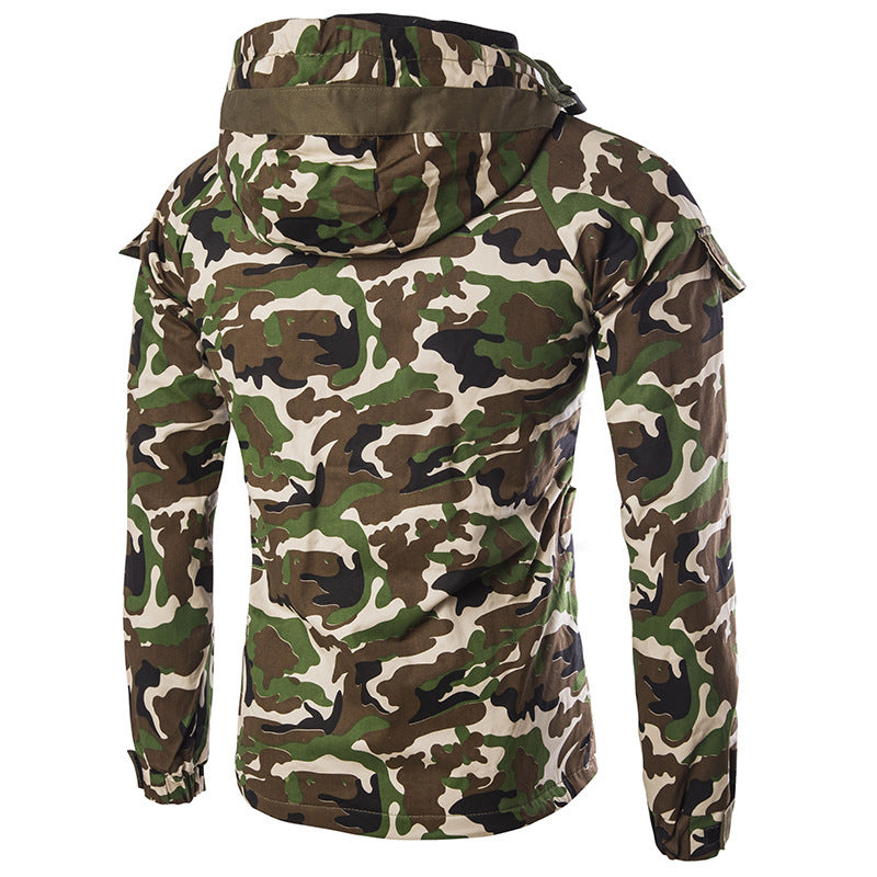 Foreign Trade Hot New Cotton Coat Winter New Camouflage Style Men's Slim-fit Zipper Casual Sports Hooded Cotton Coat