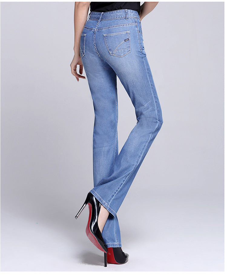 [Throwing goods] Spring and Autumn high waist straight jeans women's loose straight pants ladies pants thin