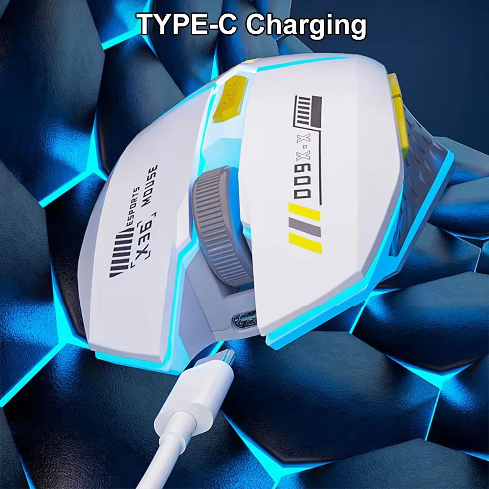 Dual-Mode Bluetooth Mouse 2.4G Wireless Mouse 6 Keys Backlight Rechargeable Gaming Mouse 1600DPI Optical Mouse for PC Laptop